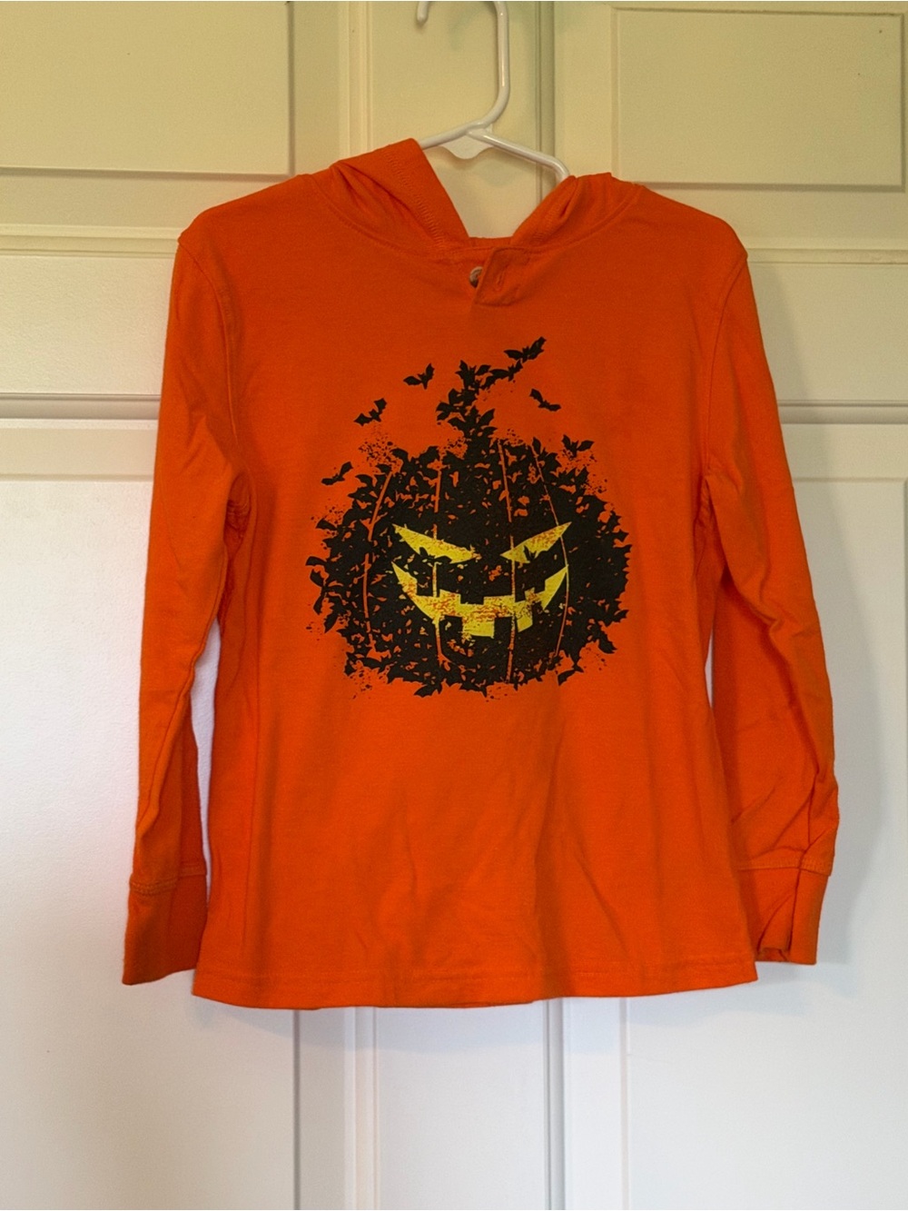 Cat & Jack Orange Hooded Halloween Pumpkin Graphic Top